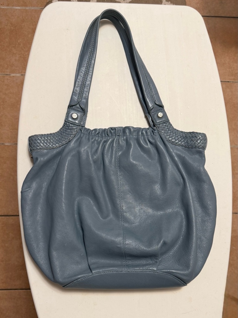 Allison Scott Women's Soft Leather Shoulder Bag in Slate Blue